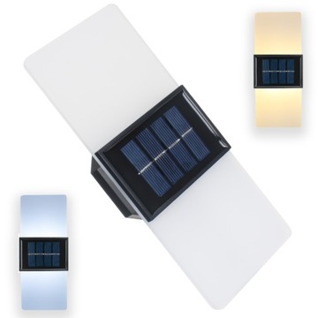 Kinkiet Lampka Solarna Ogrodowa Tarasowa AKRYL LED IP65 Góra Dół Czujnik