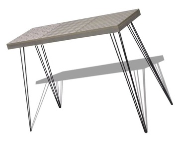 KONSOLA STOLIK Z GRUBYM BLATEM STALOWE NOGI SALON