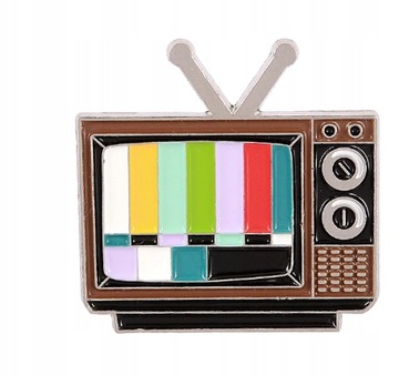 broszka przypinka koniec programu telewizor