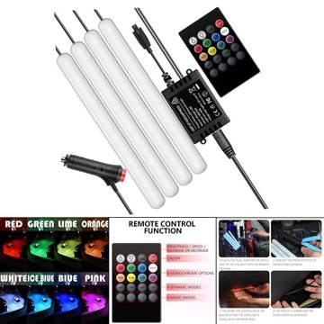 Oświetlenie wnętrza samochodu 48 Dekoracja LED RGB DIY Decor Zapalniczka samochodowa