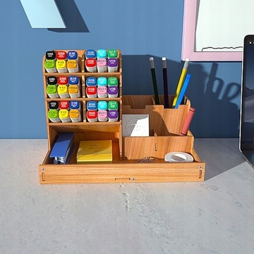 БОЛЬШОЙ НАСТОЛЬНЫЙ ОРГАНАЙЗЕР ЯЩИК ДЛЯ ИНСТРУМЕНТОВ С ВЫДВИЖНОЙ ПОЛКОЙ