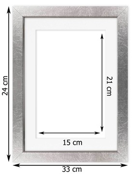 Рамка А4 21х29,7 п-парт 15х21 Италия серебро