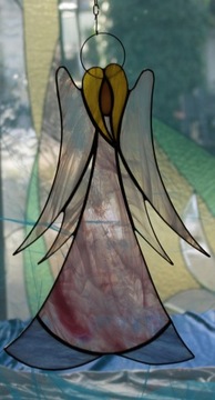 Витраж Тиффани про Ангел, большой, розовый