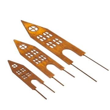 Дома Металлические украшения Садовые украшения Доска с эффектом Кортена Набор из 3 предметов