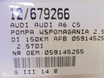 AUDI A6 C5 ČERPADLO SERVA 059145255 2,5TDI