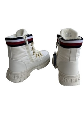 BOTKI, ŚNIEGOWCE. TRAPERY TOMMY HILFIGER T3A5-33062, IVORY R. 39