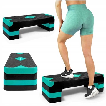 STEP DO ĆWICZEŃ AEROBIKU 3 STOPNIE CARDIO FITNESS ANTYPOŚLIZGOWY REGULOWANY
