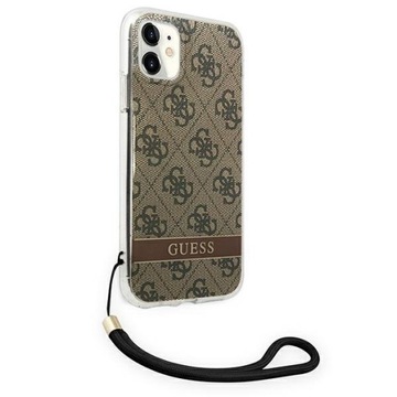 Guess GUOHCN61H4STW iPhone 11 brązowy/brown hardcase 4G Print Strap