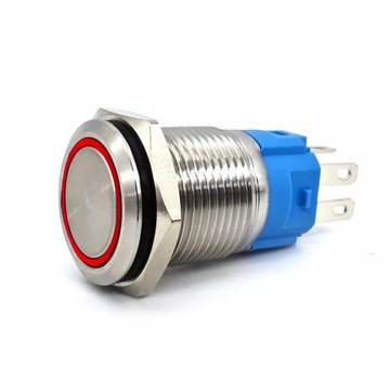 Переключатель вкл/выкл, кнопка-кнопка со светодиодом 18 мм 3 цвета в 1 хром