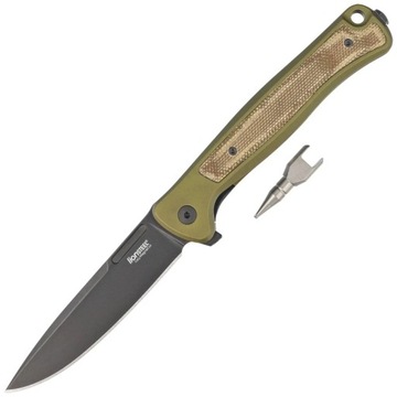 Nóż składany LionSTEEL SKinny Black MagnaCut Green Aluminium Brown Micarta