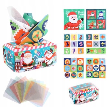 SORTER SENSORYCZNE PUDEŁKO Z CHUSTECZKAMI PLUSZOWE MONTESSORI ŚWIĄTECZNE