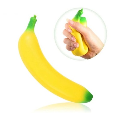 Gniotek do ściskania antystresowy sensoryczny banan squishy zielono żółty