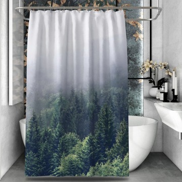 Zasłona Prysznicowa 180 x 220cm Wodoodporny Kurtyna Wanna 24 Szt Haczyki