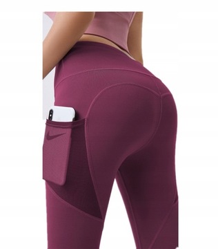 LEGGINSY DAMSKIE SPORTOWE FITNESS CZERWONY ROZ.M