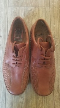 Buty CLARKS Superlight 41/42 26.5cm Skórzane* półbuty z plecionką stan BDB