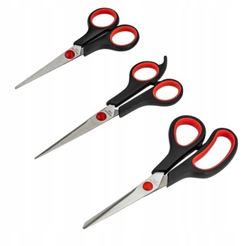 3x NOŻYCZKI BIUROWE STALOWE MOCNE OSTRE ZESTAW