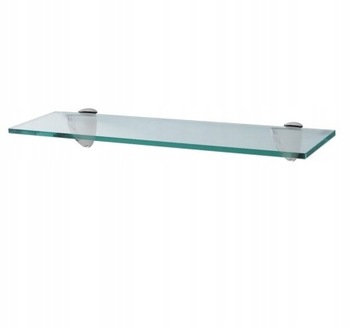 Półka Szklana 50x10 cm z Chromowanymi Uchwytami - Grubość 0,8 cm wygoda max