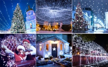 Подсветка елки, 200 светодиодных программаторов - синие, 16 метров