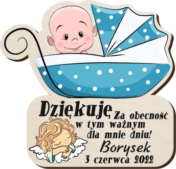 Podziękowanie dla Gości Chrzest Magnes 10 szt