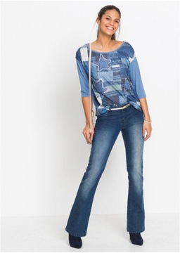 BOOTCUT NIEBIESKIE SZEROKIE 48 1N1B33 BONPRIX JEANSY