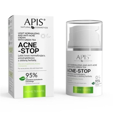 APIS ACNE-STOP LEKKI KREM NORMALIZUJĄCY, ANTYTRĄDZIKOWY Z ZIELONĄ HERBATĄ