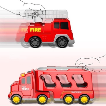 STRAŻ WÓZ STRAŻACKI POŻARNA NAPĘD SAMOCHÓD ZABAWK Z ŚWIATŁO MUZYKA DUŻY 7W1