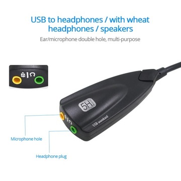 TISHRIC 5HV2 Внешняя звуковая карта USB 7.1 с аудиоразъемом USB 3,5 мм