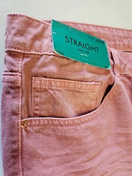 Next spodnie jeansowe różowe proste 44