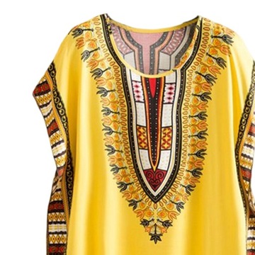 Damska sukienka z rozcięciem z krótkim rękawem Tribal Yellow