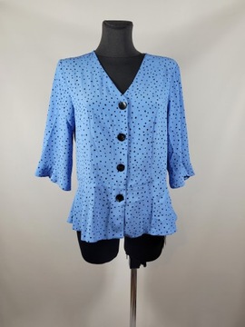 Nowa niebieska elegancka bluzka 40,L/42,XL kropki