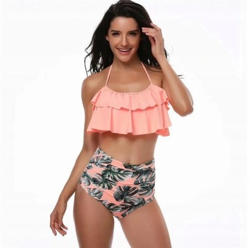 BIKINI STRÓJ KĄPIELOWY WYSOKI STAN PUSH UP BOHO L