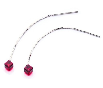 Srebrne długie Kolczyki z kr. Swarovski Cube 4 LS