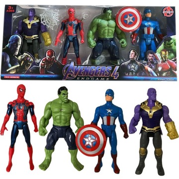 AVENGERS ZESTAW 4 FIGURKI HULK SPIDERMAN AMERYKA - Idealny dla dzieci