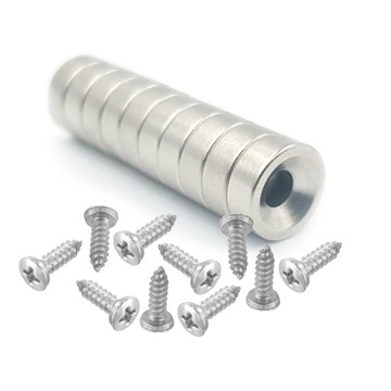 MAGNES NEODYMOWY Z OTWOREM pod wkręt 8x3 mm okrągły, walcowy, HUNTER 10 SZT