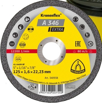 TARCZA DO METALU 125x1,6 KLINGSPOR EXTRA 25SZT.