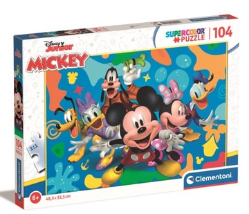 Puzzle MYSZKA MIKI i PRZYJACIELE Magiczna Zabawa Supercolor 104 Elementy