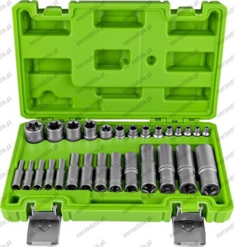 Nasadki Torx krótkie długie E4-E24 28 szt. JBM