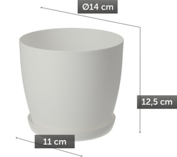 КРЫШКА ДЛЯ ЦВЕТОЧНОГО ГОРШКА ЦВЕТОЧНЫЙ ВАЗ 14см ДЛЯ ЦВЕТОВ БЕЛАЯ МАТОВАЯ ПЛАСТИКОВАЯ ПОДСТАВКА