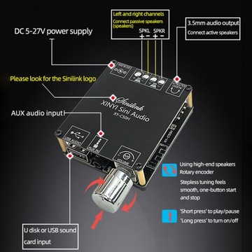 XY-C50H 50Wx 2 kontrola aplikacji wzmacniacz Audio