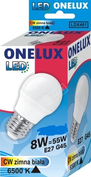 Żarówka Led E27 8W Kulka Barwa Zimna