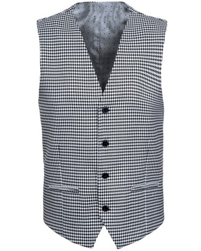 Kamizelka Męska Biało-Czarna Pepitko Garniturowa + dodatki - 52