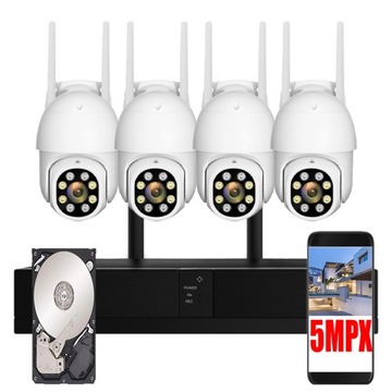 Zestaw MONITORINGU WiFi 4 KAMERY Obrotowe 5MPx 1TB