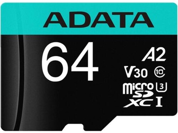 ADATA 64 ГБ micro SDXC CL10 UHS U3 A2 V30 4K PRO