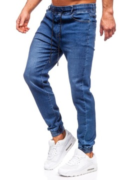 SPODNIE JEANSOWE MĘSKIE JOGGERY GRANATOWE 8122 DENLEY_42/3XL