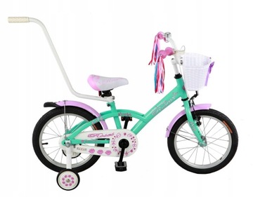 Rower dziecięcy BMX ROSES 16 Miętowy dla dziecka + kółka boczne podporowe