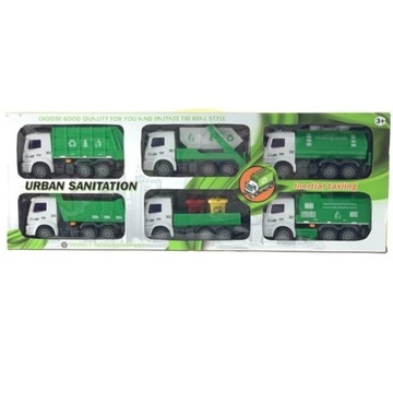 Набор из 6 мусоровозов, движущиеся части, мусоровоз 6Н.