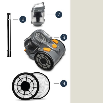 Циклонный пылесос без мешка 4000 Вт, класс A Hepa, компактный и тихий Zeegma