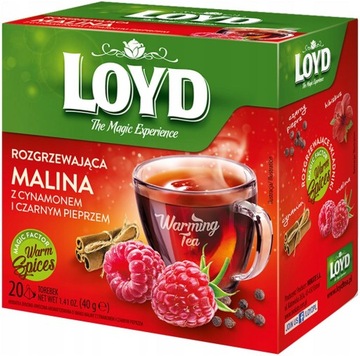 Owocowa Herbata Zimowa Rozgrzewająca Malina Cynamon Czarny Pieprz 20T LOYD