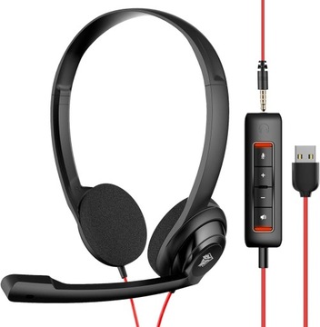 Komputerowy zestaw słuchawkowy, USB z mikrofonem, lekki przewodowy. Nubwo