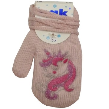 RĘKAWICZKI CIEPŁE GRUBE PODWÓJNE NA SZNURKU 12 cm